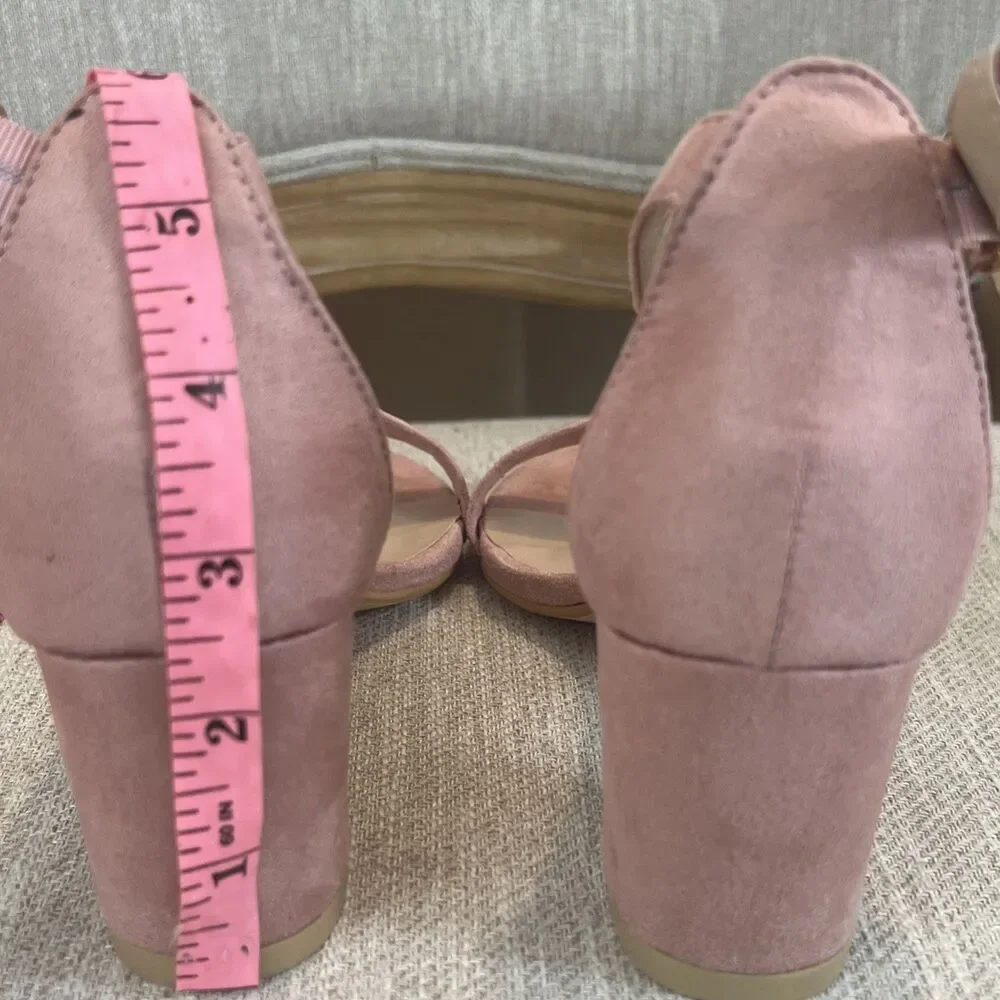 Allegra K Ankle Strap Block Low Heel Sandal Women's 6 Light Pink Wedding Summer - Picture 9 of 12